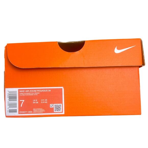 Nike Men\'s Pegasus 39 Road Running Shoes Size 7 Pure Platinum & Orange New main image 6